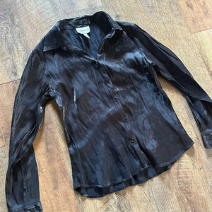 Women's Tribeca Studio Black Button Down Shirt Size 8